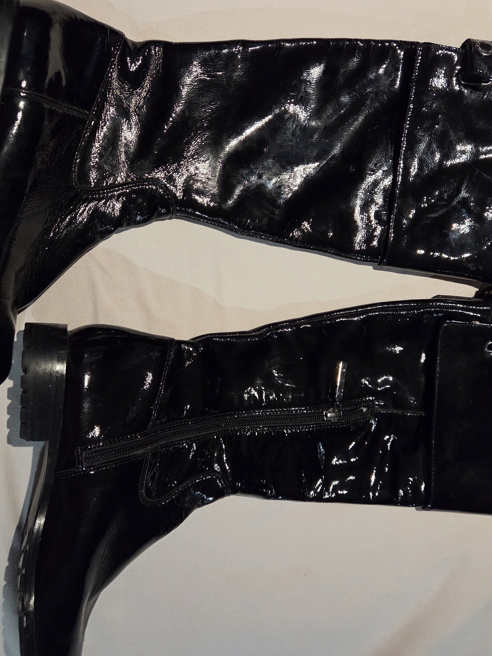 Calvin Klein Black Patent Leather Heeled Boots